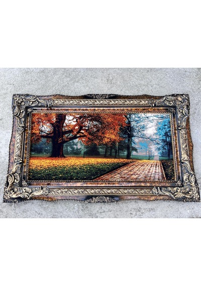 Kayıp Mevsimin Hikayesi Adlı İran Tebriz Halı Tablo 123x73cm - Duvar Halı Kilim Tablo