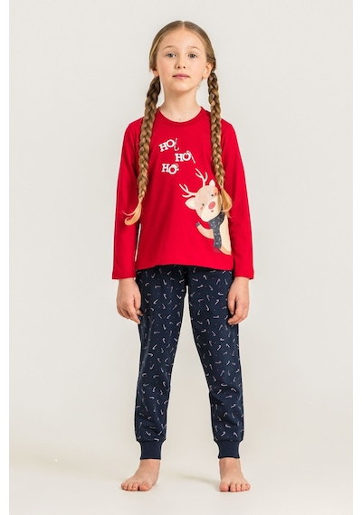 Rolypoly Ho Ho Ho Deer Anne Kız Kırmızı Uzun Kol Pijama Takım Rp3934-a-v1 Rp3934-a-v1