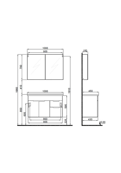 Kale Stora 100 Cm Set Parlak Beyaz Lavabo Dolabı + Aynalı Dolap