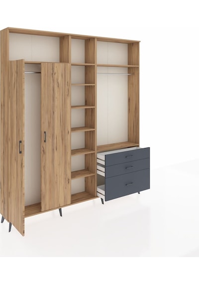 Arges Dolap 9 Raflı 3 Çekmeceli 2 Askılı 220x30x243 Çam-çam/antrasit Atlas Çam/antrasıt Arges Dolap 9 Raflı 3 Çekmeceli 2 Askılı 220x30x243 Çam-çam/antrasit Atlas Çam/antrasıt