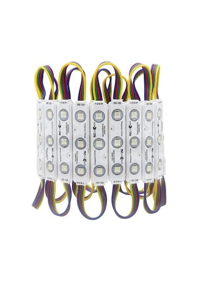 12 Volt 0.72 Watt 3'Lü Samsung RGB Mercekli Modül Led (10 Adet)