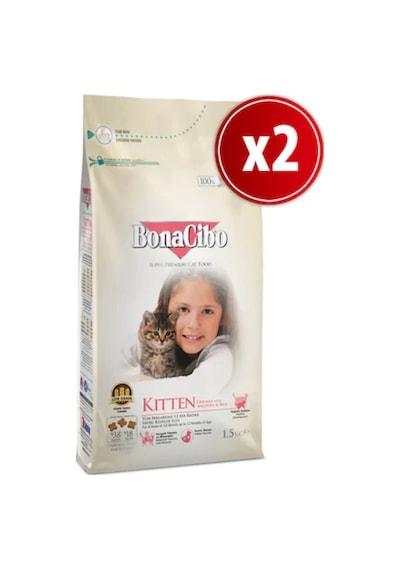 BonaCibo Kitten Tavuklu Yavru Kedi Maması 2 x 1500 G