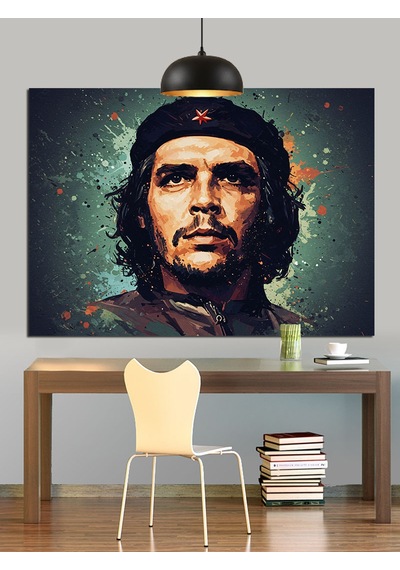 Küba Lideri Che Guevara Portresi Dekoratif Kanvas - Mdf Ahşap Tablo