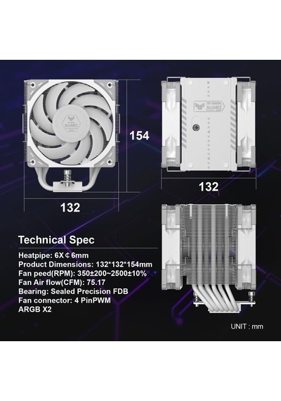 Mugen 6 Tuf Gamıng Edıtıon Beyaz, 120mm Wonder Tornado Fanlı Sessiz Hava Soğutucu, Intel Lga 1700 & Amd Am5/am4 Uyumlu Diğer Mugen 6 Tuf Gamıng Edıtıon Beyaz, 120mm Wonder Tornado Fanlı Sessiz Hava Soğutucu, Intel Lga 1700 & Amd Am5/am4 Uyumlu Diğer