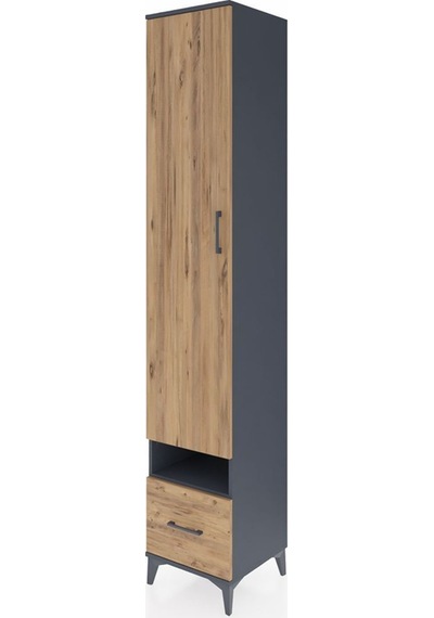 Hyperion Dolap 6 Raflı Tek Çekmeceli Tek Kapaklı 44x44x243 Antrasit-çam Antrasit