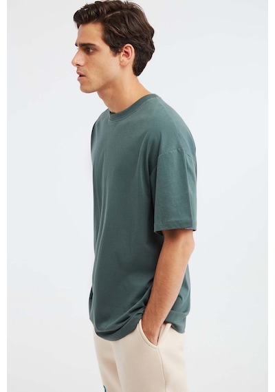 Grımelange Jett Erkek Oversize Fit %100 Organik Pamuk Kalın Dokulu Bisiklet Yakalı Koyu Yeşil T-shirt Koyu Yeşil Grımelange Jett Erkek Oversize Fit %100 Organik Pamuk Kalın Dokulu Bisiklet Yakalı Koyu Yeşil T-shirt Koyu Yeşil