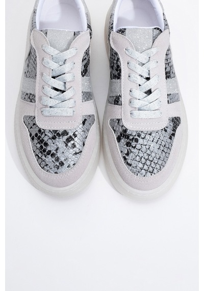 Luvishoes Luvi Shoes Rexie Gümüş Desenli Simli Kadın Spor Ayakkabı Gümüş
