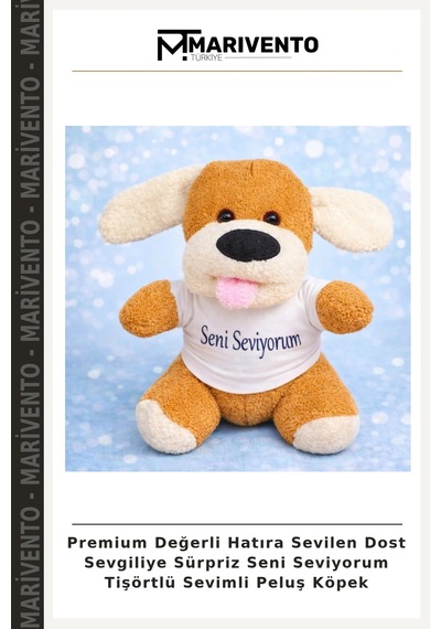 Premium Değerli Hatıra Sevilen Dost Sevgiliye Sürpriz Seni Seviyorum Tişörtlü Sevimli Peluş Köpek Çok Renkli