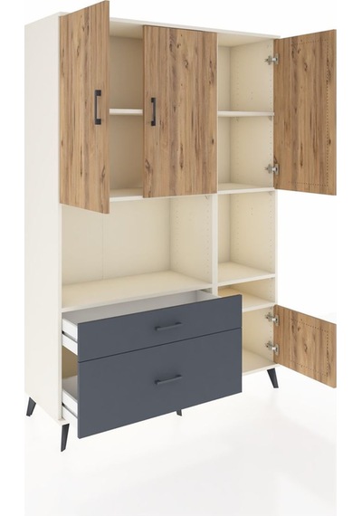 Hyperion Dolap 7 Raflı 2 Çekmeceli 4 Kapaklı 132x44x195 Aytaşı-çam/antrasit Atlas Çam/antrasıt