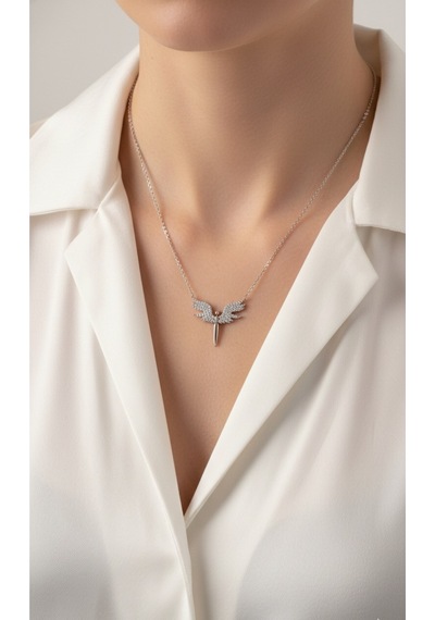 Çekirdekjewelry 925 Ayar Gümüş Rodyum Kaplama Mikail Kolye Gri
