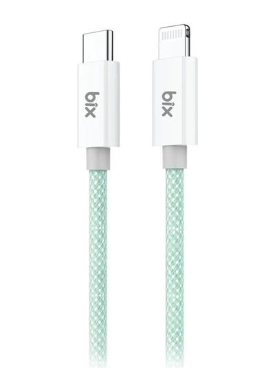 Bix T3cl Type-c To Lightning Apple Uyumlu iPhone 27w Örgülü Hızlı Şarj Ve Data Kablosu 1 Metre Yeşil