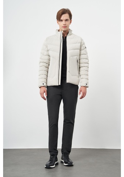 İmza Taş Rengi Dolumlu Hakim Yaka Slim Fit Dar Kesim Klasik Mont 1007245153 TAŞ RENGİ Taş