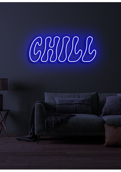 Chıll Yazılı Neon Tabela Mavi