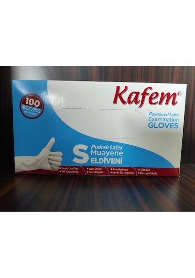 Kafem Beyaz Lateks Eldiven Pudralı (M) 100 Lü X 5 Paket