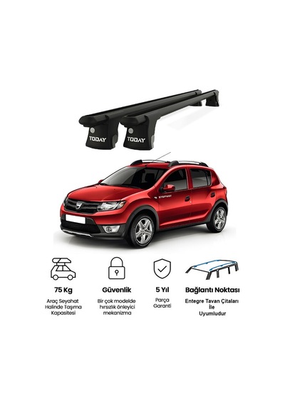 Trio-ı Dacia Sandero 2009-2011 Uyumlu Siyah Kilitli Ara Atkı 120cm Port Bagaj Tavan Barı