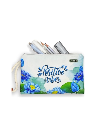 Positive Lotus Çiçeği Kalem Kutusu Yıkanabilir Bez Kalemlik