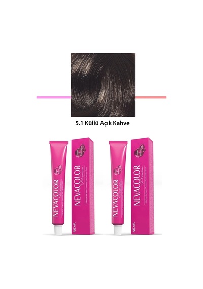 Hubrendy Tedarik 2 Li Set Premium 5.1 Küllü Açık Kahve - Kalıcı Krem Saç Boyası 2 X 50 G Tüp