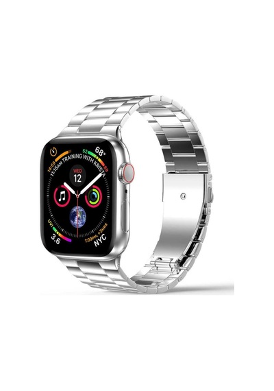 Apple Watch Uyumlu 40mm Ultra Thin Steel Belt Three Beads Metal Kordon