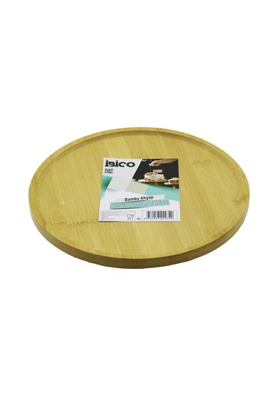 Ers Yuvarlak 24.5cm Ayaklı 4cm Kenarlı Yüzey Ahşap Bambu Sunum Tepsisi - Mini Sofra Çok Renkli