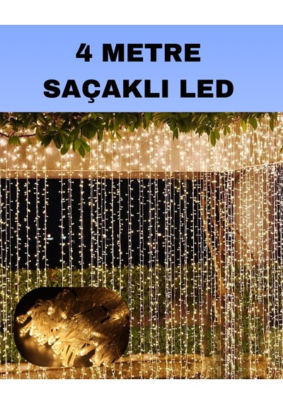 4 Metre Icicle Şelale Led Perde Işık Sarı Aydınlatma Renkli 70763586