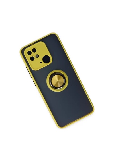 Xiaomi Redmi 10c Kılıf Montreal Yüzüklü Silikon Kapak - Sarı -