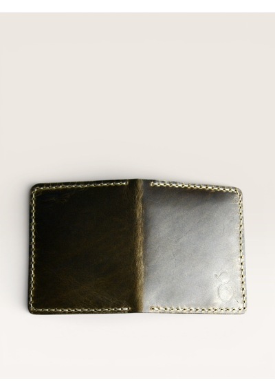 Kalkan Deri Olive Black Efektli Minimal Cüzdan -Siyah