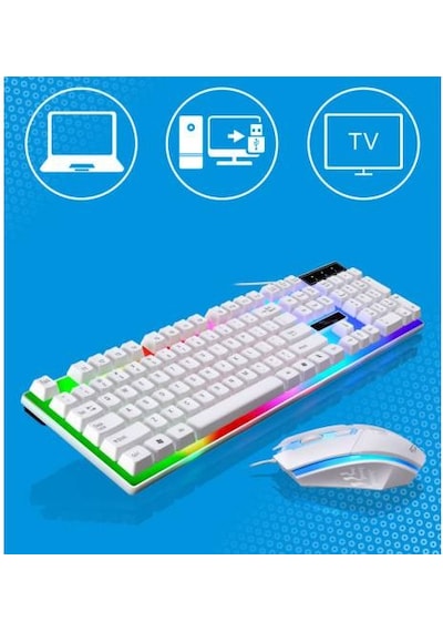 Polham RGB Led Işıklı Klavye ve Mouse Seti, Gamer, Oyuncu, USB Klavye ve Mouse, Işıklı Oyuncu Seti
