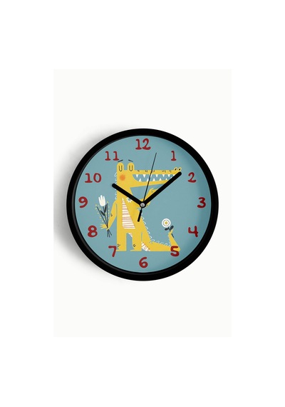 Sevimli Timsah Çocuk Odası Duvar Saati - 25cm - Önü Camlı Siyah Kasa - Sessiz Mekanizma-jh1134 Siyah