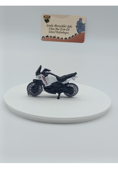 Adventure Motosiklet Metal Anahtarlık Beyaz - Diecast Macera Motoru Figürü