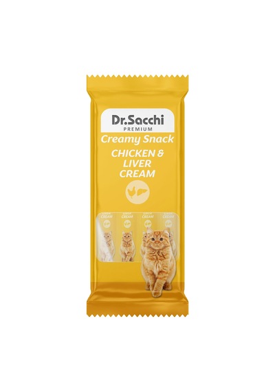 Dr. Sacchi Creamy Snack Tavuklu ve Ciğerli Krema Kedi Ödülü 4 Adet