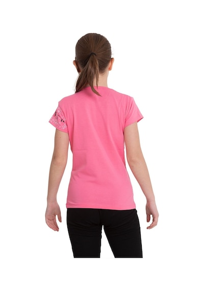 Pembe Nature Baskılı Bisiklet Yaka 5-12 Yaş Tişört 2037-1 Pembe