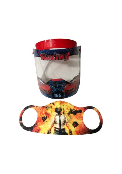 Gürbey Racing Baskılı Çocuk Siperlik + Pubg Desenli Çocuk Maske