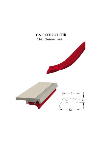 Contacall Cnc Kızak Fitili Puntalı Sıyırıcı Tipi Cnc Contası 5 Metre Kırmızı