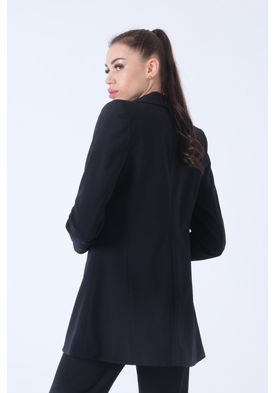 Feminist Lacivert Zebra Astar Detaylı Krep Blazer Ceket 01051201.02 Lacivert