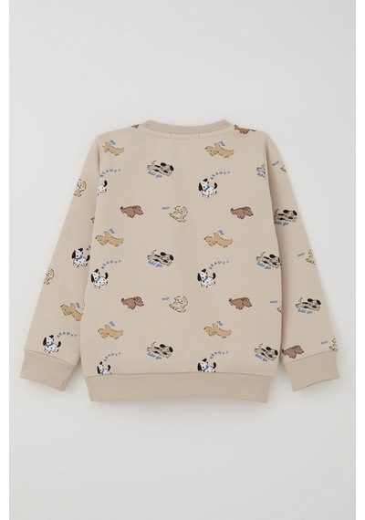 Breeze Erkek Bebek Eşofman Takım Sevimli Köpekçikler Desenli 9 Ay-3 Yaş, Bej Bej
