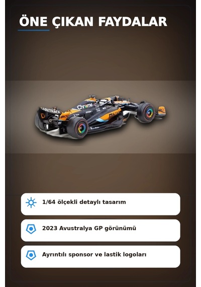 Oscar Piastri 1/64 Mclaren Mcl60 Diecast Model Araba - 2023 Avustralya Gp, Koleksiyonluk Bx-313342