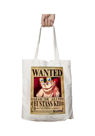 Art Hediye Wanted Eustass Kid Anime İki Tarafı Kalıcı Baskılı Yıkanabilir Çanta Çok Renkli