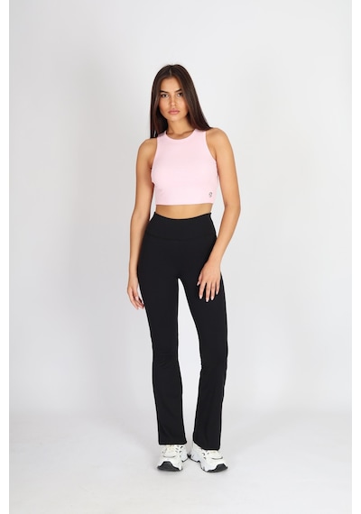 Soft&Basic Kadın Pembe Basic Halter Yaka Esnek Biyeli Kaşkorse Kumaş Crop Top Body Atlet Pembe