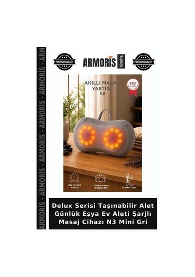 Delux Serisi Taşınabilir Alet Günlük Eşya Ev Aleti Şarjlı Masaj Cihazı N3 Mini Gri