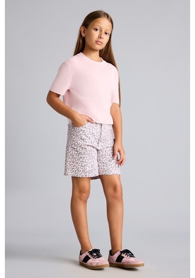 Defacto %100 Pamuk Leopar Desenli Gabardin Şort Kız Çocuk I5509a826hspn22 Pembe-pn22