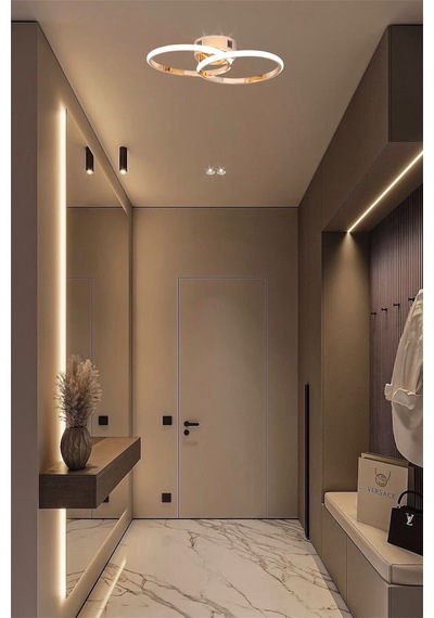 Gold İkili Yuvarlak 3 Renk Kumandalı Beyaz&sarı&günış. Led Avize Gold