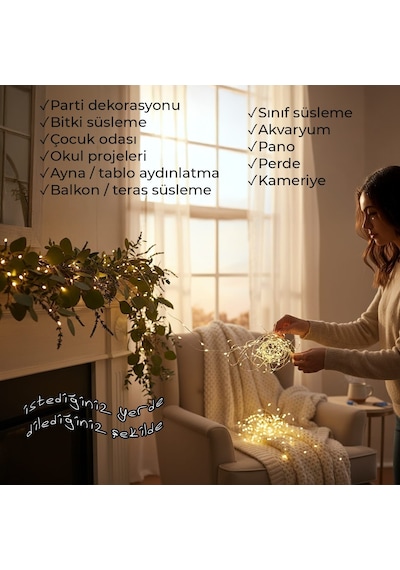 Upway 5 Metre Günışığı Kumandalı 50 Led Işık - Usb Dekoratif Aydınlatma Sarı