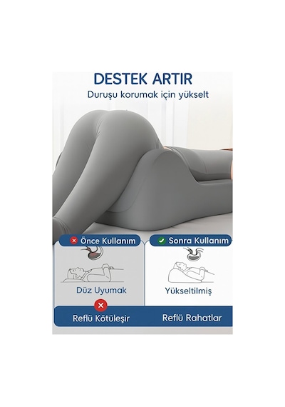 Viscora 3d Ergonomik Pozisyonlama Yastığı Çiftler İçin Konforlu Tasarım, Çok Amaçlı Destek 23x50x40 Gri