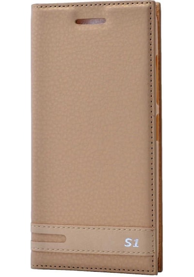Zore Vibe S1 Lite İle Uyumlu Elite Serisi Kapaklı Kılıf Gold Altın