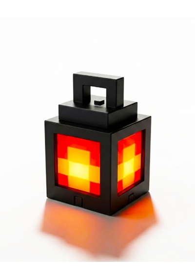 Minecraft Fener Gece Lambası Piksel Tasarımlı Led Masaüstü Dekor Işığı Siyah