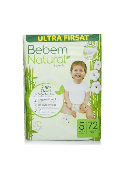Bebem Natural Bebek Bezi 5 Numara Junior Ultra Fırsat Paketi 72 Adet