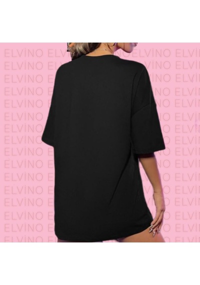 Noıssey Siyah Kurdele Baskılı Bisiklet Yaka Pamuklu Beyaz Kadın/erkek Unisex Oversize