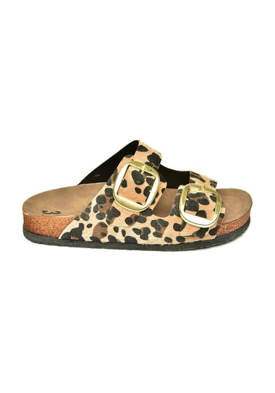 Fox Shoes P777517402 Leopar Süet Çift Bantlı Kadın Terlik Leopar-süet Çok Renkli