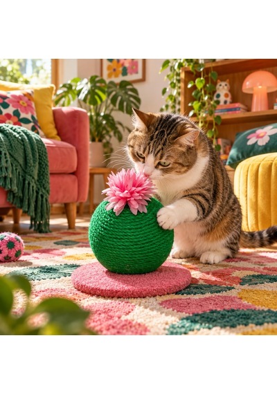 Tr Dekoratif Kedi Tırmalama Oyuncağı, Halat Sarımlı Kaktüs Tasarım, Tabanlı Kedi Tırmalama Ve Oyun Ürünü Ye