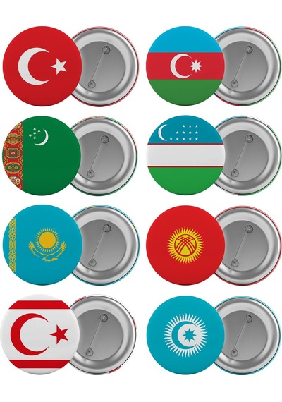 Bağımsız Türk Devletleri Çanta Rozeti Seti 8 Adet En Büyük Boy 5.